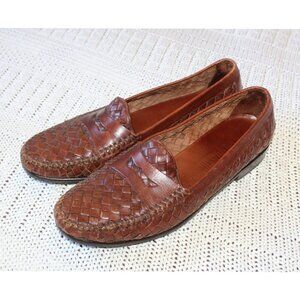 Cole Haan Resort Men's Brown Leather Loafers Dress Shoes Woven 10.5D  Slip On